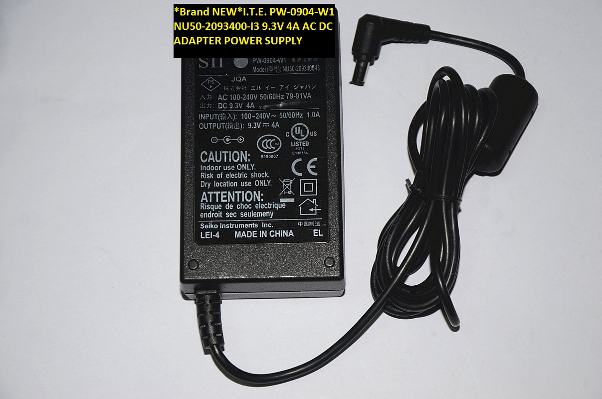 *Brand NEW* AC100-240V 1I.T.E.9.3V 4A NU50-2093400-I3 PW-0904-W1 AC DC ADAPTER POWER SUPPLY